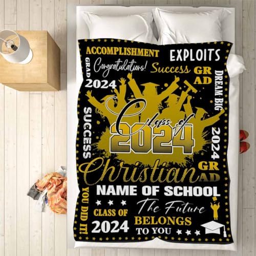 Graduation Gift Blanket Blanket with Pictures Customized Soft Class of 2024 Graduation Gifts Customized Blankets Graduation Gift Card Box Customize Blankets with Photos 54x70inch - Image 5