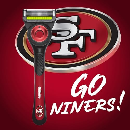 Gillette Labs Special NFL 49ers Edition Shaving Razor for Men - 1 Handle, 4 Razor Blade Refills & Magnetic Stand, GilletteLabs with Exfoliating Bar - Image 2