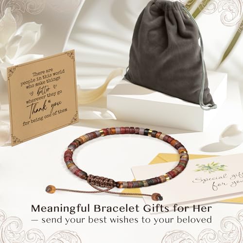 Inspirational Christmas Bracelet Gifts for Women: Healing Natural Stone Bracelet - Thinking of You Get Well Soon Birthday Gifts for Friend Sister Bestie BFF - Image 5