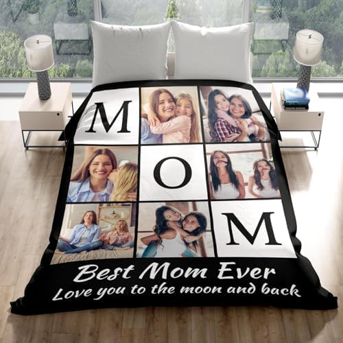 inkArts Custom Mom Blanket with 6 Photos Personalized Blanket with Pictures Customized Throw Gifts for Mom Grandma Photo Throw Blanket for Birthday Mother's Day - Image 2