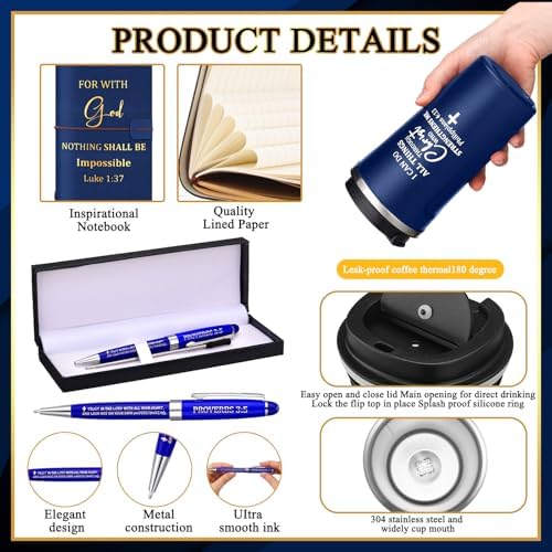 6 Pcs Christian Gift Set for Men Inspirational, Blue - Image 3