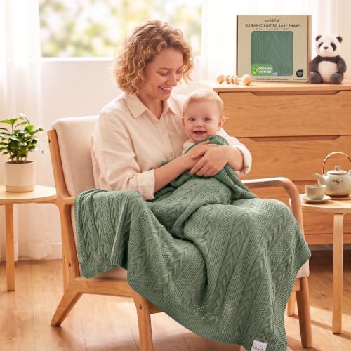 Organic Cotton Knit Baby Blanket Unisex Infant & Toddler 31x43 in - Image 4