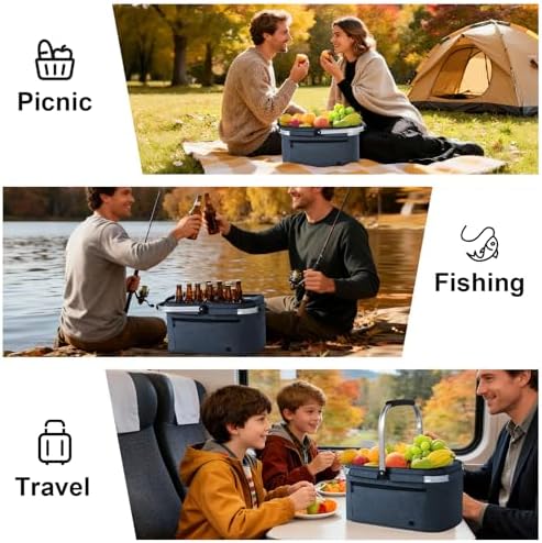 ALLCAMP Picnic Basket, 2 Ice Boxes, 32L Insulated Cooler Foldable, Thick - Image 6