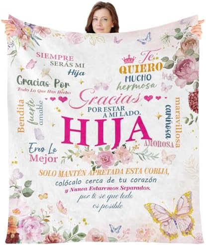 Wxiben Spanish Daughter Blanket Gifts - Regalos para Hija Daughter’s Gifts from Dad Mom Regalo De Mamá para Hija Regalo De Cumpleaños Navidad Hija Daughter in Spanish Throw Blanket for Couch 60x50in by Wxiben