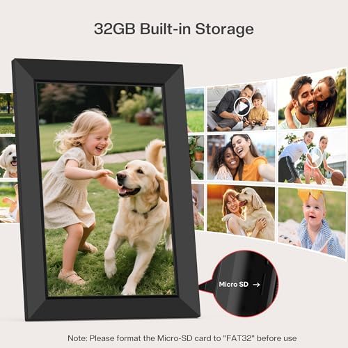 Frameo 10.1 Inch WiFi Digital Picture Frame, Smart Cloud Electronic Photo Frame with HD IPS Touch Screen Slideshow 32GB Memory Auto-Rotate Wall Mount, Share Photos/Videos from Phone - Gifts for Mom - Image 3