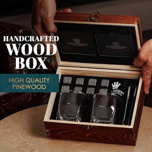 Whiskey Stones Gift Set for Men & Dad, Bourbon Glasses & Chilling Rocks - Image 2
