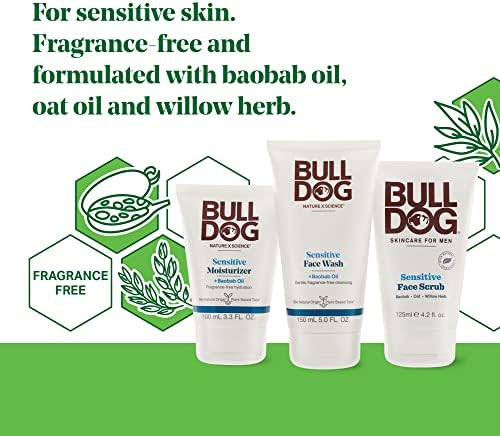 Bulldog Mens Skincare and Grooming Sensitive Full Face Kit with Moisturizer, Face Wash and Face Scrub, 3 Count - Image 2