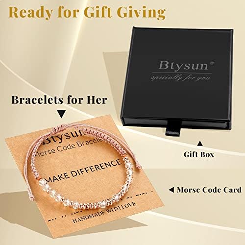 Morse Code Bracelets for Women Mothers Day Gifts 2026 Graduation Gifts Mom Birthday Gift Pink Braided Bracelets Teen Trendy Stuff Inspirational Best Friend Birthday Gifts for Daughter Girlfriend Christmas Stocking Stuffers Jewelry - Image 7