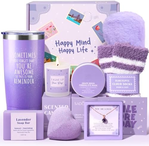 Gift Baskets for Women, 9pcs Unique Happy Birthday Gifts for Women, Best Mothers Day Christmas Gifts Get Well Soon Basket Appreciation Ideas Box w/Tumbler Her Mom Sister Friend Friendship Teacher by SuhctuptxAccompanyUInLife