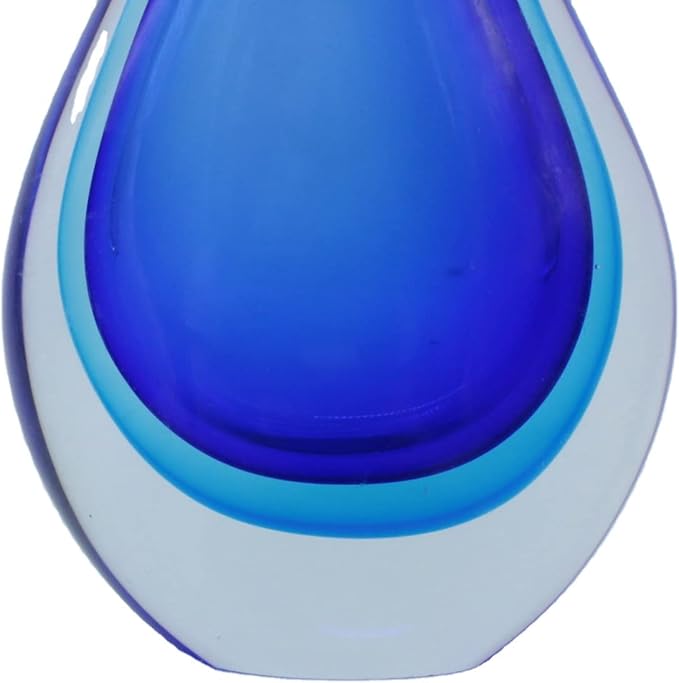 Yao Yuan Hand-Blown Glass Sculpture Glass Decor Murano-Style Glass Statue and Figurine Wonderful Gift, Blue Hollow