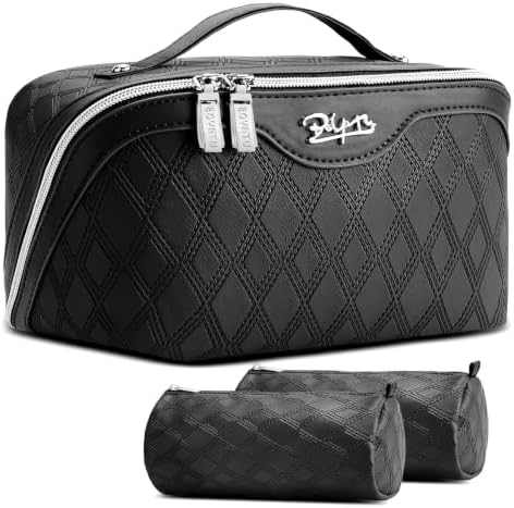 BOYATU Travel Makeup Bag Organizer: 3 Pcs Cosmetic Bag Set for Women Black by BOYATU