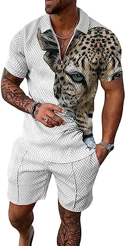 BIRW Men‘s Track Suits 2 Piece Summer Short Sets Outfits Fashion Polo Shirt Casual Short Sleeve and Shorts set by BIRW