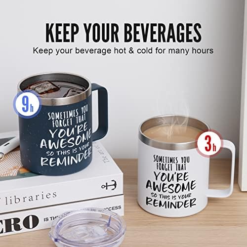 NOWWISH Inspirational Coffee Mug for Men, 14oz Vacuum Insulated Stainless Steel Cup, You Are Awesome Gift for Husband, Boyfriend, Dad - Navy Blue - Image 5