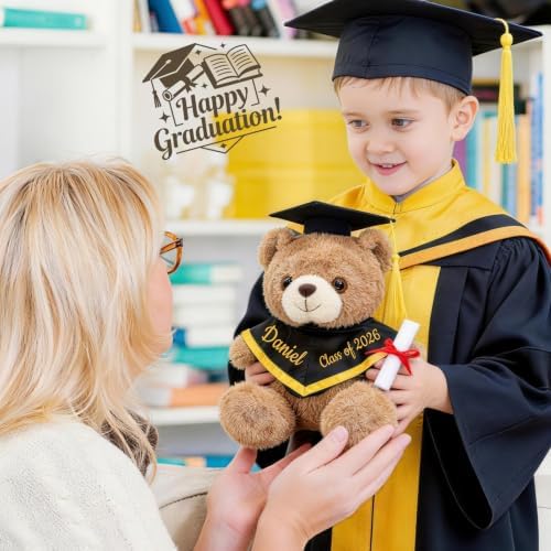 10 Inch Personalized Embroidered Graduation Teddy Bear, Custom Name Class of 2026 Stuffed Animal with Cap Gown & Diploma, Graduation Gifts for College High School Kindergarten, Gifts for Him & Her - Image 2