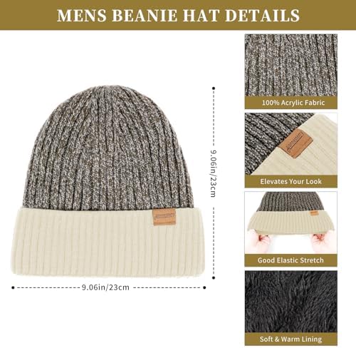 Winter Beanie Hats Long Neck Scarf for Men and Touchscreen Gloves 3PCS Set - Image 2