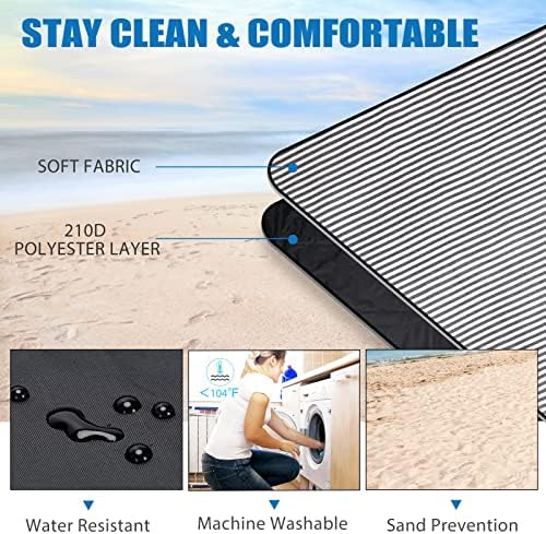 G GOOD GAIN Waterproof Picnic Blanket Portable with Carry Strap for Beach Mat or Family Outdoor Camping Party (Navy Blue) - Image 4