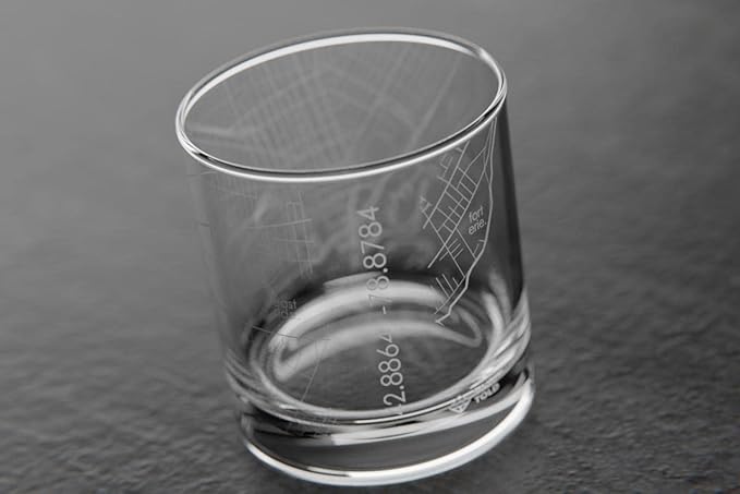 Well Told Engraved Buffalo New York Map Rocks Glass, Old Fashioned Whiskey Glass (11 oz, Clear) Etched Whiskey Glass, Gifts For Whiskey Lovers