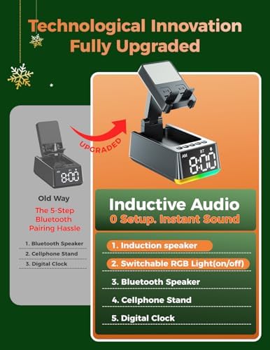 Bluetooth Speaker Birthday Gift for Men:Induction Cell Phone Stand Gray - Image 4