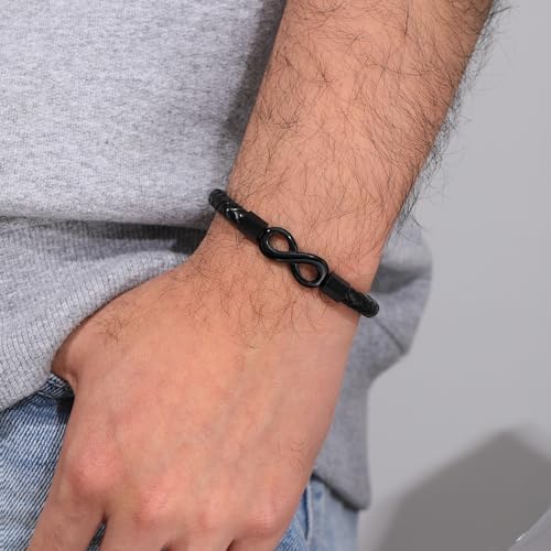 Leather Bracelet Gifts for Men, To My Son Bracelet Fathers Day Bracelet Gifts Dad Grandpa Love You Forever Engraved Birthday Valentines Graduation Gift Infinity Knot Jewelry - Image 4