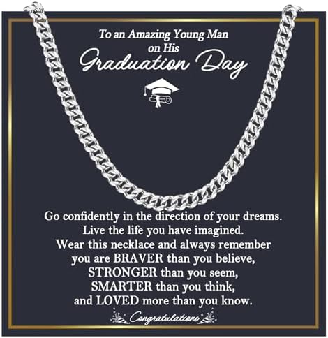 EPIRORA Graduation Gifts Necklace for Him 2026, 6MM Stainless Steel Cuban Link Chains Graduation Necklace for Men, Class of 2026 Grad Gifts for Middle School | High School | College | Master Degree by EPIRORA