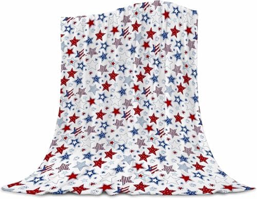 Patriotic Baby Blanket - 4th of July Throw Blanket with American Flag Stars & Stripes, Ultra Soft Memorial Day Blanket for Crib & Stroller, Red White Blue Independence Day Blankets Decor 30x40 Inches by ubnlkto