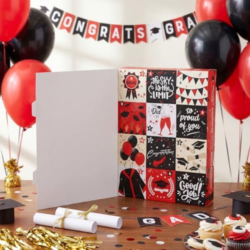 Glenmal Graduation Countdown Calendar Gift Box 12 Days 2026 Graduation Gift Box with Filling Raffia Large Inner Boxes Fill It Yourself Empty Boxes for Graduates Her Him High School College(Red) - Image 4