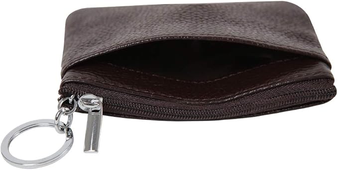 Women's Genuine Leather Coin Purse Mini Pouch Change Wallet with Keychain