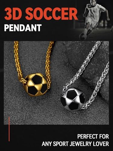 FaithHeart Sports Necklace for Men Women, Stainless Steel Gold Plated 3D Football/Soccer/Basketball/Volleyball Pendant Jewelry with Delicate Gift Packaging - Image 4