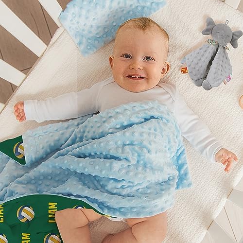 Custom Volleyball Blanket - Personalized Name with Volleyball Patterns - Soft Plush Flannel Blanket with Double Layer Dotted Backing for Baby Toddler Kids Teen Boys Girls Gifts Green - Image 5