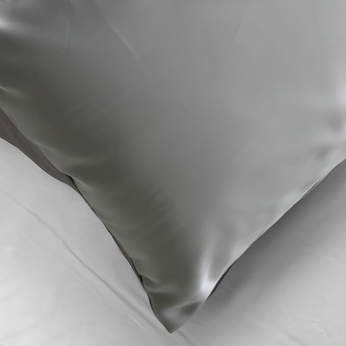 Mulberry Silk Pillowcase for Hair and Skin, Luxury Double Sided Pure Silk Pillowcase, 29x19 Inches, 1Pc (Silver Gray)