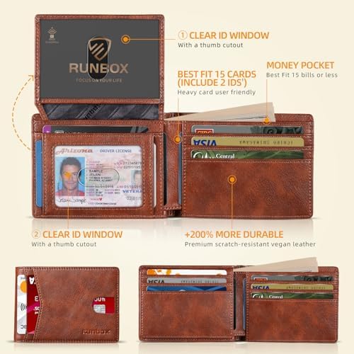 RUNBOX Wallet for Men -Slim Rfid Leather Mens Bifold Novelty Wallets 2 ID Window With Gift Box Men's Accessories - Image 2