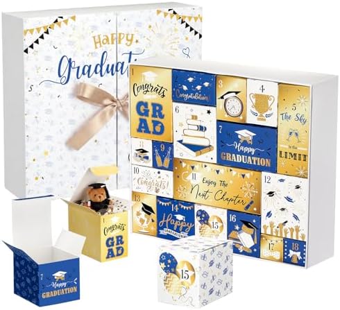 Graduation Advent Calendar 2026 Grad Empty Gift Box, Blue Gold by Unknown