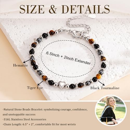 2026 Graduation Gift for Her, Graduation Bracelet Natural Stone Beads Bracelets Middle High School College 5th 8th Grade Grad Jewelry Gifts for Women Girls - Image 4