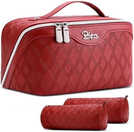 BOYATU Travel Makeup Bag Organizer: 3 Pcs Cosmetic Bag Set for Women Maroon by BOYATU