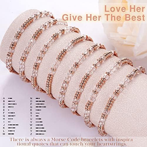 Morse Code Bracelets for Women Mothers Day Gifts 2026 Graduation Gifts Mom Birthday Gift Pink Braided Bracelets Teen Trendy Stuff Inspirational Best Friend Birthday Gifts for Daughter Girlfriend Christmas Stocking Stuffers Jewelry - Image 5