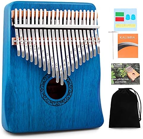 Kalimba Thumb Piano,YUNDIE Portable 21 Keys Mbira Finger Piano with Tune Hammer and Instruction,Musical Instruments Gift for Adult Beginners Professional(Blue) by YUNDIE