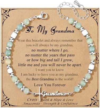 Gifts for Women Faith Cross Bracelet, Unique Amazonite Bracelets for Women by Joycuff