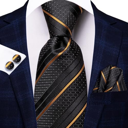 Hi-Tie Lot 5 Pcs Gift Box Mens Tie Set Necktie with Pocket Square Cufflinks Silk Neck Tie Collection - Image 5