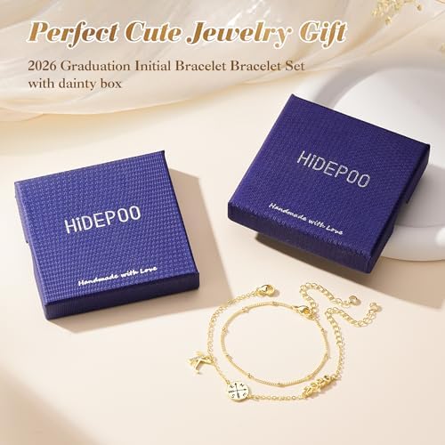 Hidepoo Graduation Gifts for Her, 14K-Gold-Plated Initial Compass Bracelet - Image 7