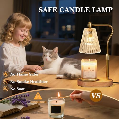 Imenlox Candle Warmer Lamp, with Timer & Dimmer, Adjustable Height, Christmas Birthday Mothers Day Gifts for Women Mom Her, House Warming New Home Thanksgiving Décor (Amber) - Image 2