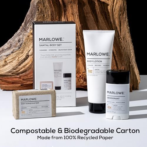 MARLOWE. Men's Santal Body Gift Set, Scrub Soap, Deodorant + Lotion - Image 5