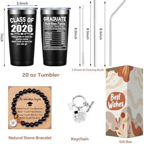Fufandi Graduation Gifts Him 2026 - Class of 2026 Graduation Gift - College High School Graduations Gifts for Him - Congratulations Gift for Men - Tumbler Cup 20oz - Image 2