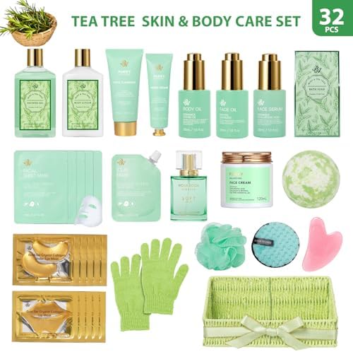 Gifts for Women & Men, 32 Pcs Tea Tree Self-Care Spa Gift Basket for Women - Image 2