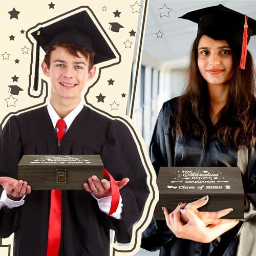 Graduation Memory Keepsake Box with Photo Custom 2026 Large Grad Card Box with Customized Picture Gift for Him Her for Graduate Grad High School Party(Black,Stylish) - Image 6