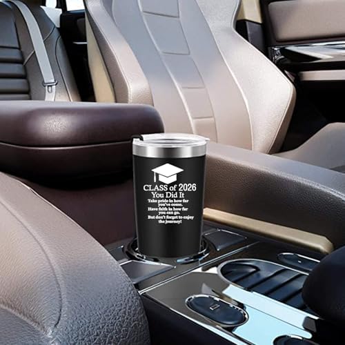 2026 Graduation Motivational Gift for Him Her 20 Ounce Stainless Steel Car Tumbler Insulted Mug Cup Graduate Inspirational Gifts for College (Black) - Image 7