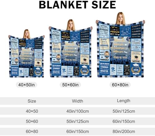 2026 Graduation Blanket for Her Him Graduation Class of 2026 Gifts for Women Men, College/PhD/Masters Deqree Graduations Gifts Graduate Super Soft Flannel Throw Blanket 50"X 60" - Image 2