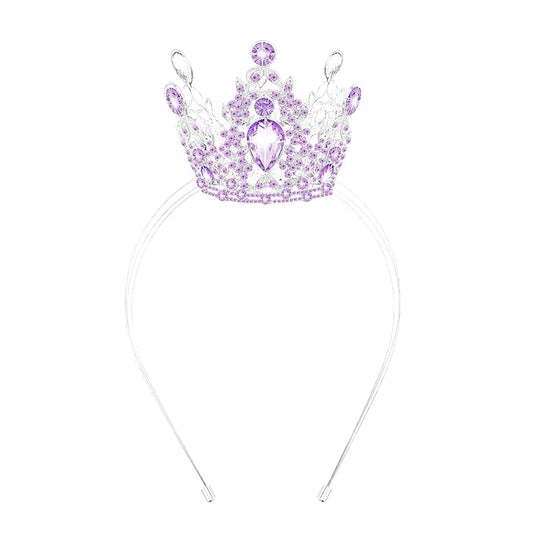 VELSCRUN Purple Crystal Tiara Headband, Crowns for Women, Princess Girls Tiaras, Royal Queen Crown Princess Quinceanera Headpieces for Birthday Prom Bride Wedding Pageant Party Hair Band