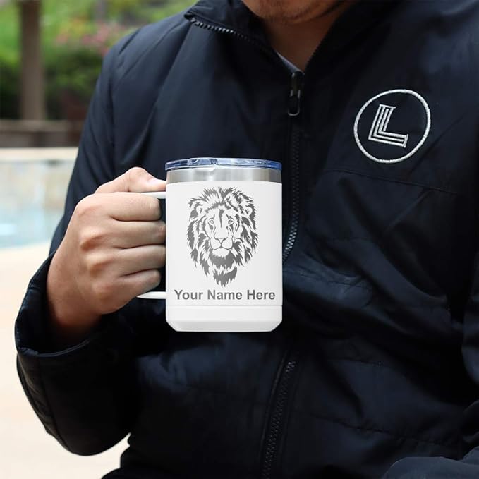 LaserGram 15oz Vacuum Insulated Coffee Mug, Bronco Rider, Personalized Engraving Included (White)