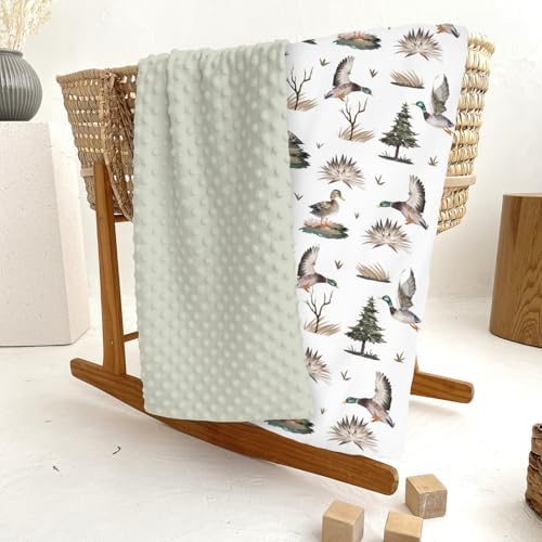 Retro Duck Hunting Baby Blankets for Girl Boy Flying Mallards Soft Mink Dotted Backing Double Layer Swaddle Receiving Blanket Wild Ducks Trees Leaves Bed Throws for Newborn Toddler Nursery 30x40 - Image 6