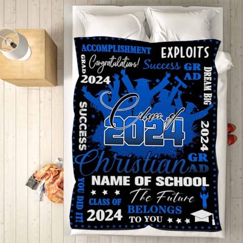 Lightweight Graduate Class of 2024 Graduation Blanket Costume Blanket Graduation Gift for Him, Personalized Blankets and Throws Best Friend Blanket Personalized Name Blanket 40x50inch - Image 5